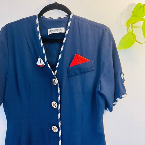 Ashley Taylor Vintage Nautical Dress with Gold Buttons - Size 6 - Picture 4 of 10